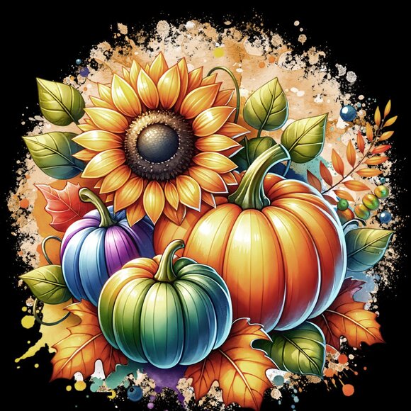 Thanksgiving Pumpkin Sunflower Kitchen Towel Set, Fall Kitchen Towel. Tea Towel - Picture 3 of 10